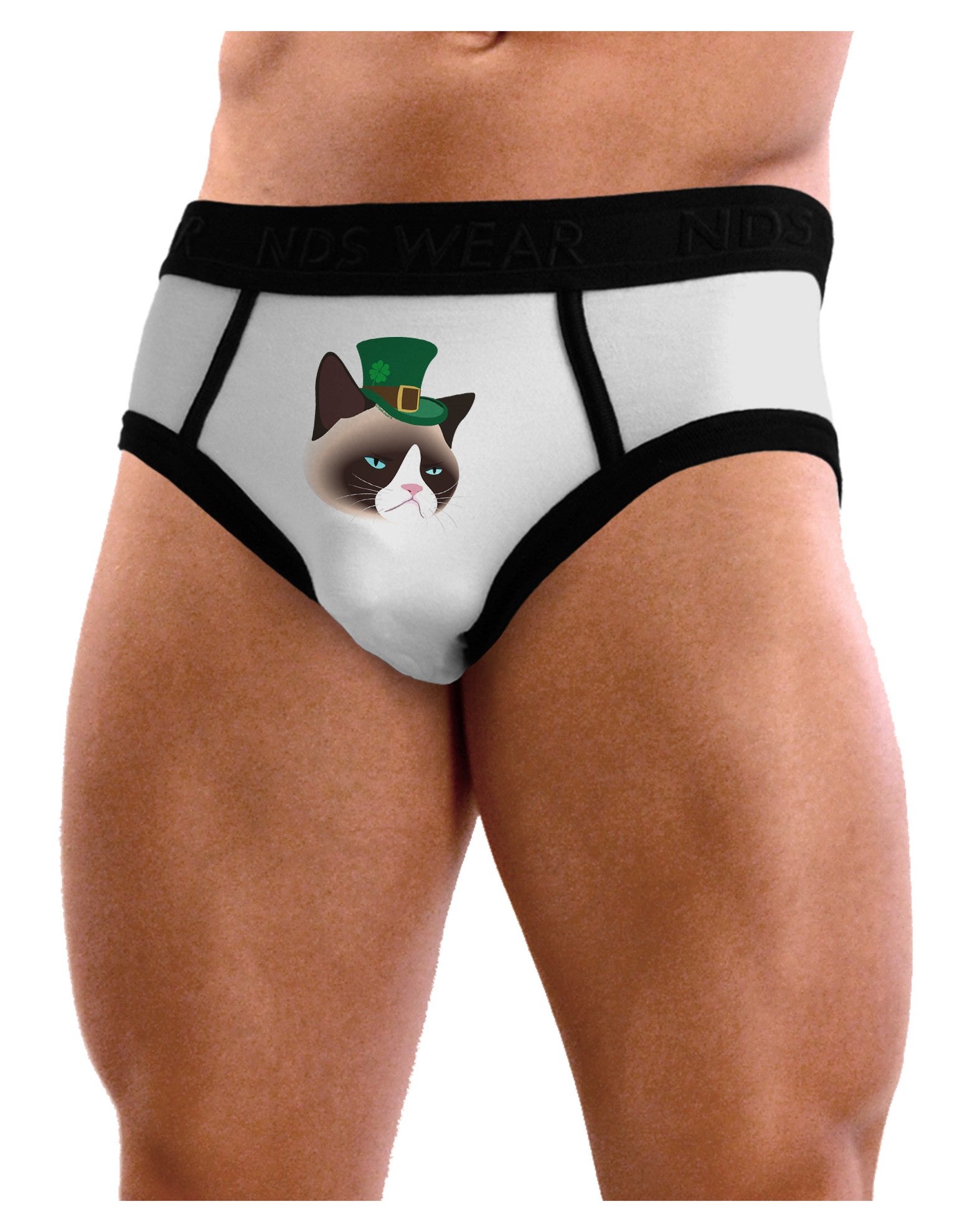 Leprechaun Disgruntled Cat Mens NDS Wear Briefs Underwear-Mens Briefs-NDS Wear-White-Small-Davson Sales
