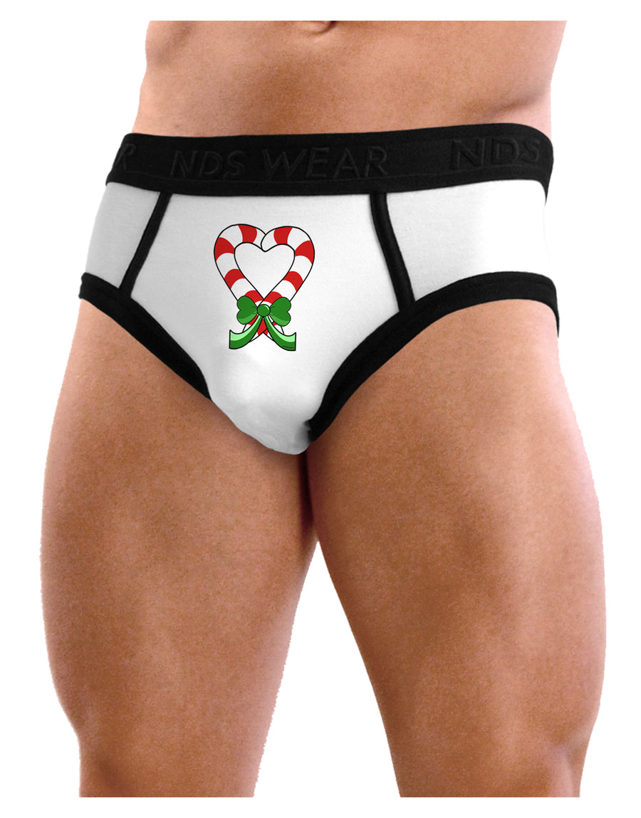 Candy Cane Heart Christmas Mens NDS Wear Briefs Underwear-Mens Briefs-NDS Wear-White-Small-Davson Sales