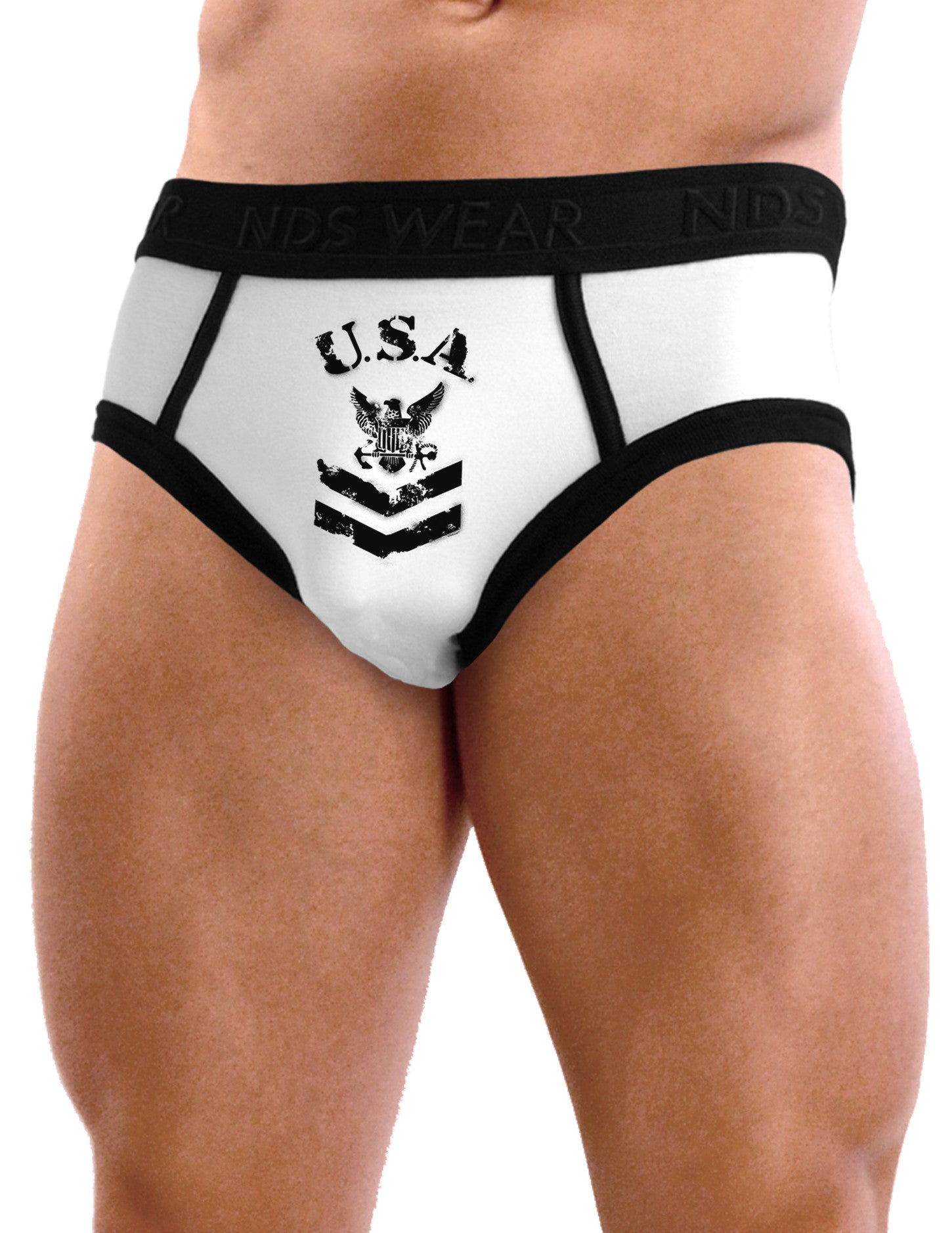 USA Military Navy Stencil Logo Mens NDS Wear Briefs Underwear