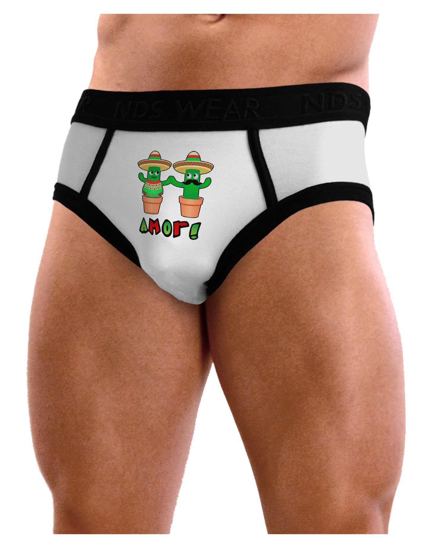 Fiesta Cactus Couple Amor Mens NDS Wear Briefs Underwear-Mens Briefs-NDS Wear-White-Small-Davson Sales