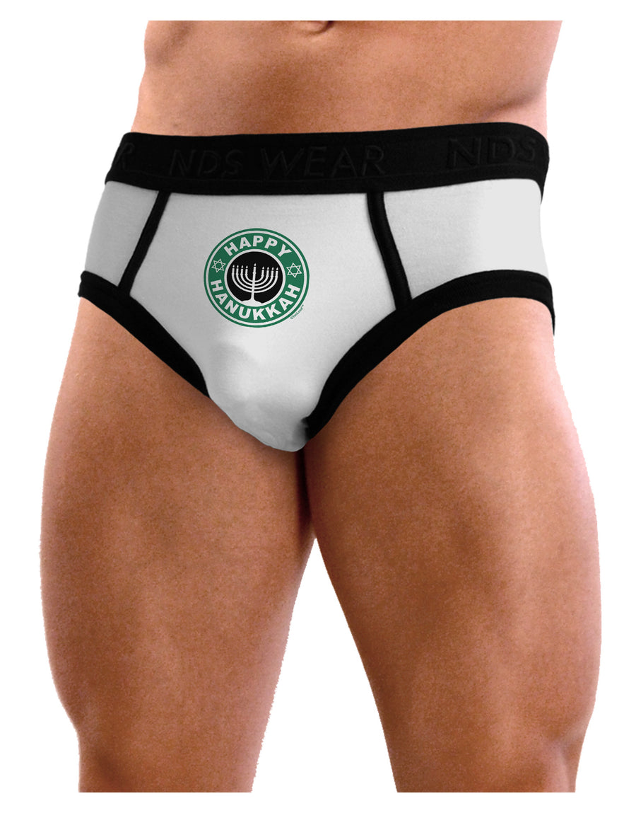 Happy Hanukkah Latte Logo Mens NDS Wear Briefs Underwear-Mens Briefs-NDS Wear-White-Small-Davson Sales