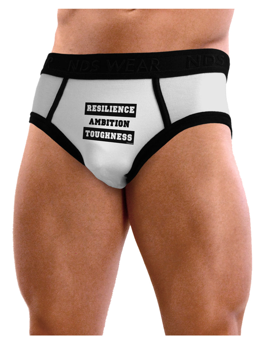 RESILIENCE AMBITION TOUGHNESS Mens NDS Wear Briefs Underwear-Mens Briefs-NDS Wear-White-with-Black-Small-Davson Sales