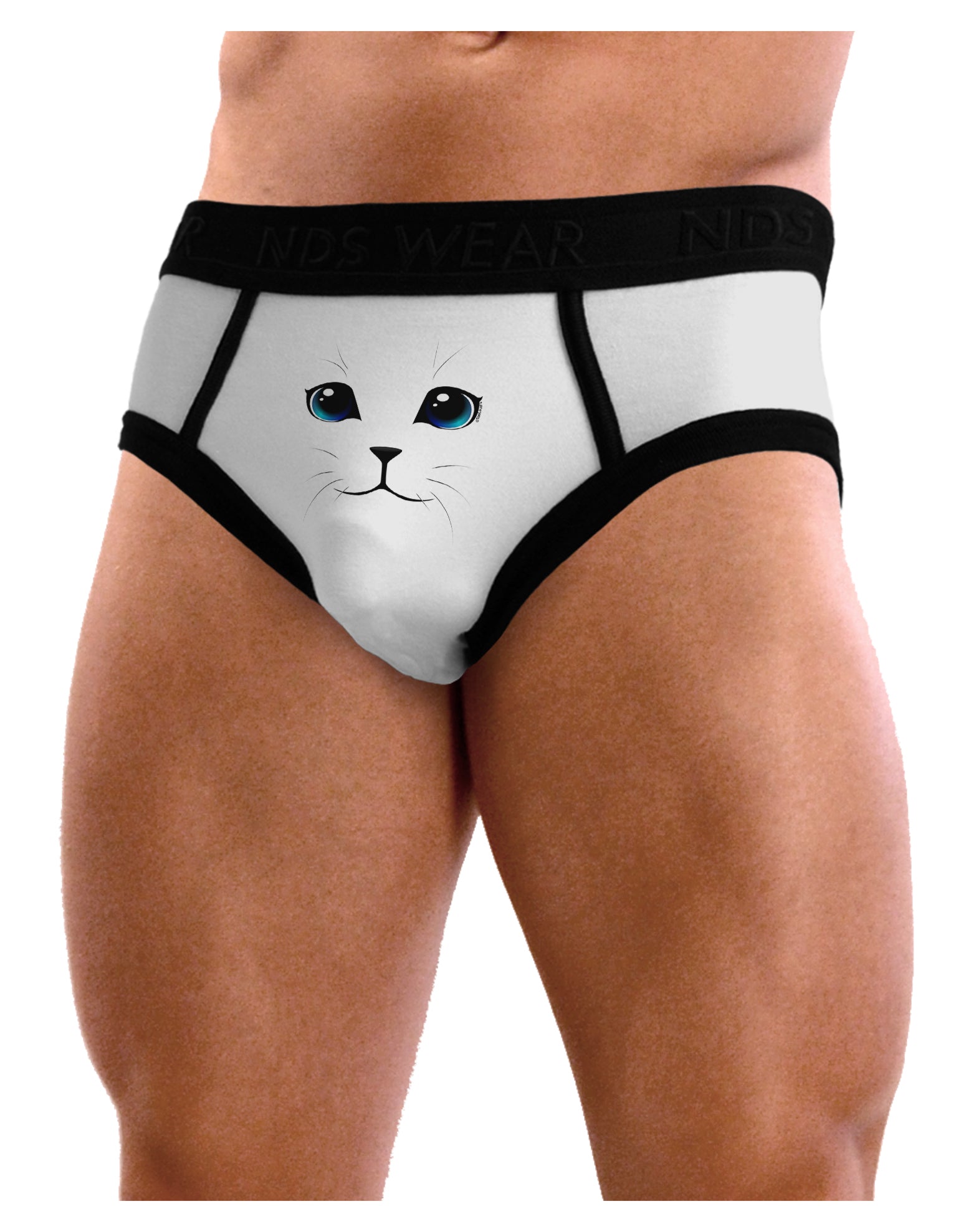 Blue Eyed Cute Cat Face Mens NDS Wear Briefs Underwear White XX Large