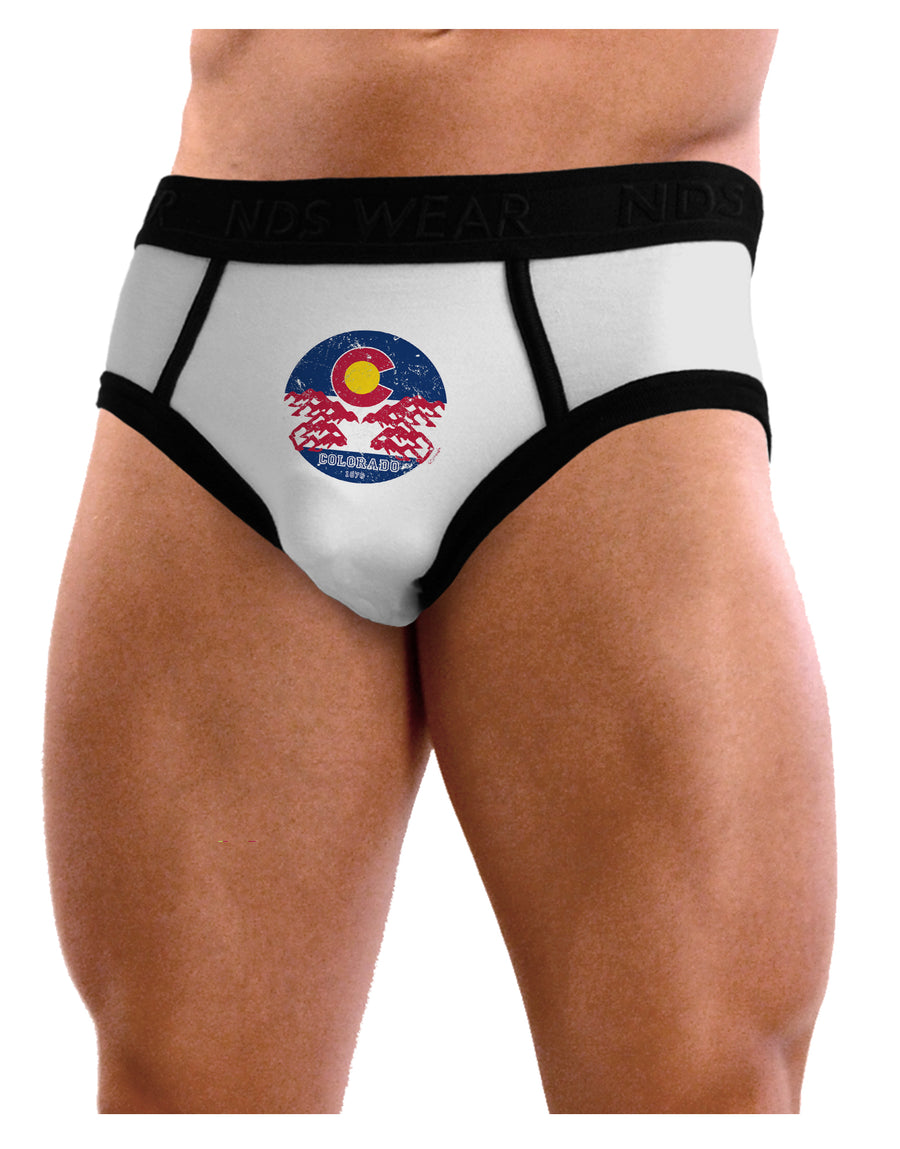 Grunge Colorado Rocky Mountain Bighorn Sheep Flag Mens NDS Wear Briefs Underwear-Mens Briefs-NDS Wear-White-with-Black-Small-Davson Sales