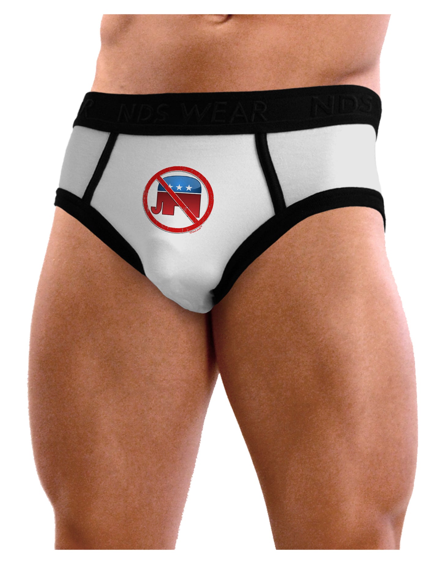 Distressed No Republicans Sign Mens NDS Wear Briefs Underwear-Mens Briefs-NDS Wear-White-Small-Davson Sales