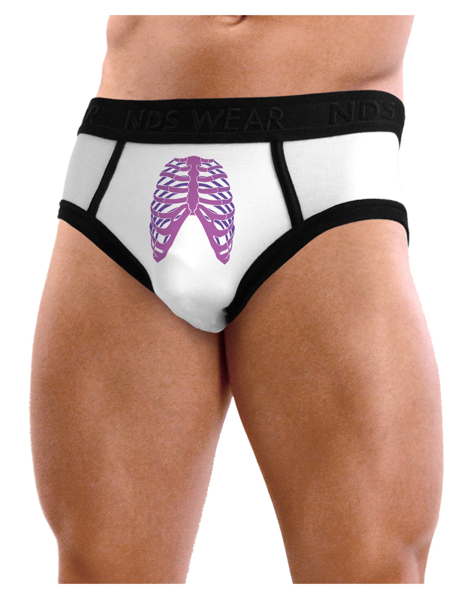 Human Purple Skeleton Bones Ribcage Mens NDS Wear Briefs Underwear-Mens Briefs-NDS Wear-White-Small-Davson Sales