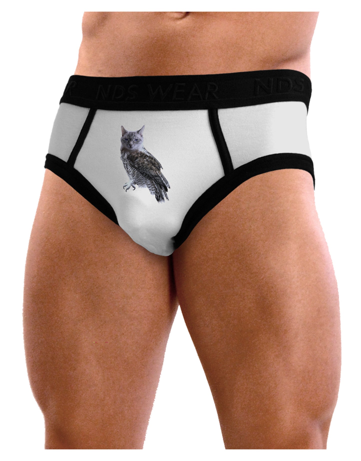 Lucky Cat Owl Mens NDS Wear Briefs Underwear-Mens Briefs-NDS Wear-White-Small-Davson Sales