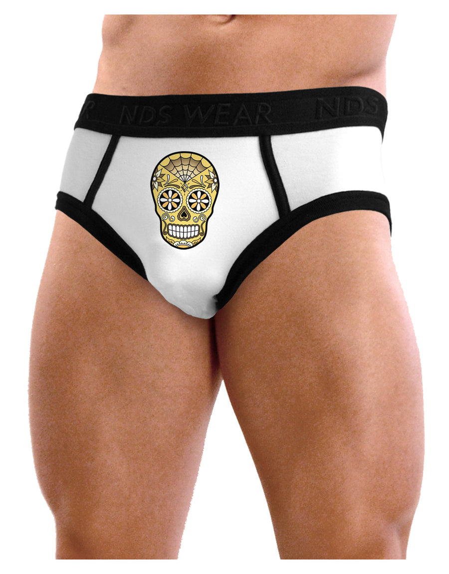 TooLoud Version 8 Gold Day of the Dead Calavera Mens NDS Wear Briefs Underwear-Mens Briefs-NDS Wear-White-Small-Davson Sales