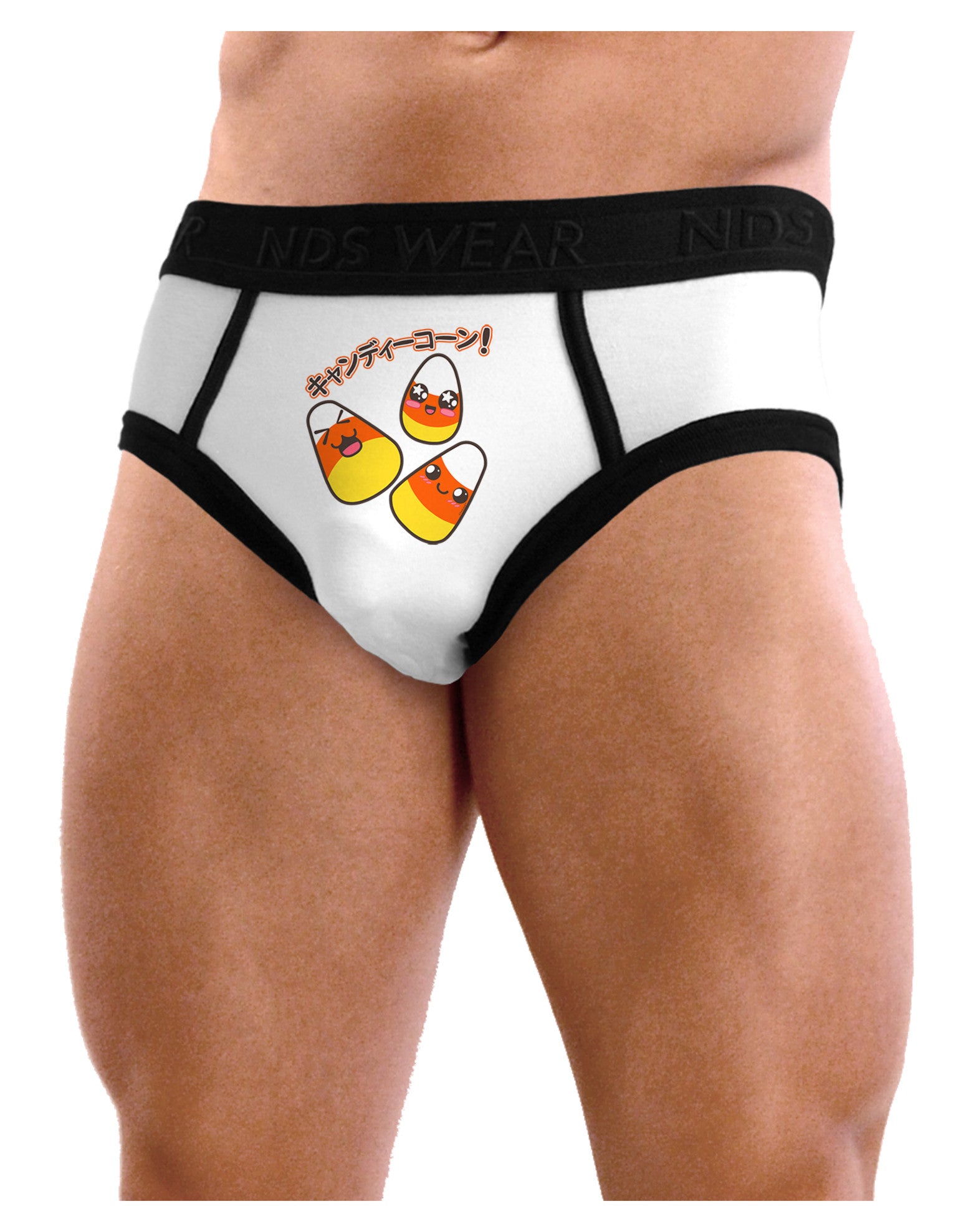 Japanese Kawaii Candy Corn Halloween Mens NDS Wear Briefs Underwear-Mens Briefs-NDS Wear-White-Small-Davson Sales