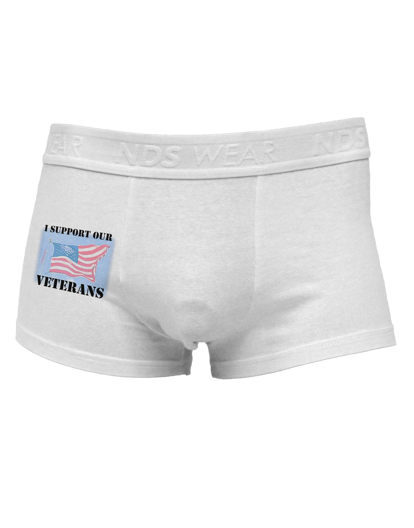 Support Our Veterans Side Printed Mens Trunk Underwear-Mens Trunk Underwear-NDS Wear-White-Small-Davson Sales