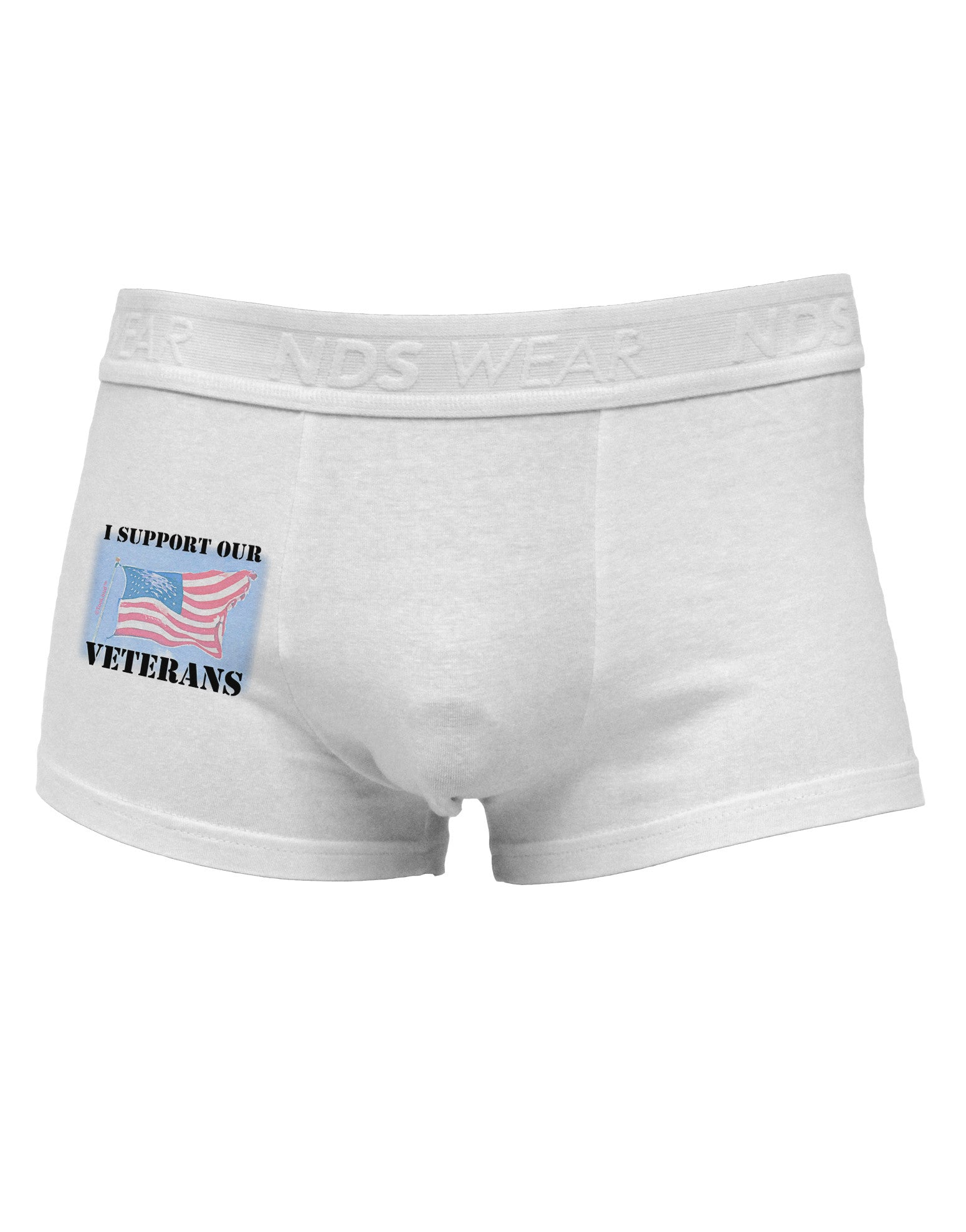 Support Our Veterans Side Printed Mens Trunk Underwear-Mens Trunk Underwear-NDS Wear-White-Small-Davson Sales