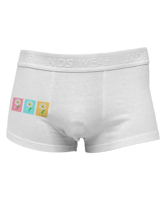 Pretty Daisies Watercolor Side Printed Mens Trunk Underwear-Mens Trunk Underwear-NDS Wear-White-Small-Davson Sales