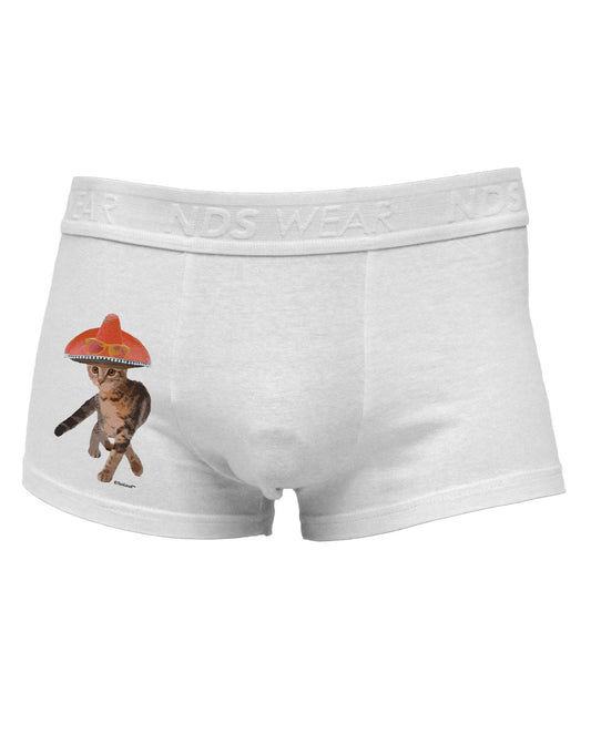 Cat with Pink Sombrero and Sunglasses Side Printed Mens Trunk Underwear by TooLoud-Mens Trunk Underwear-NDS Wear-White-Small-Davson Sales