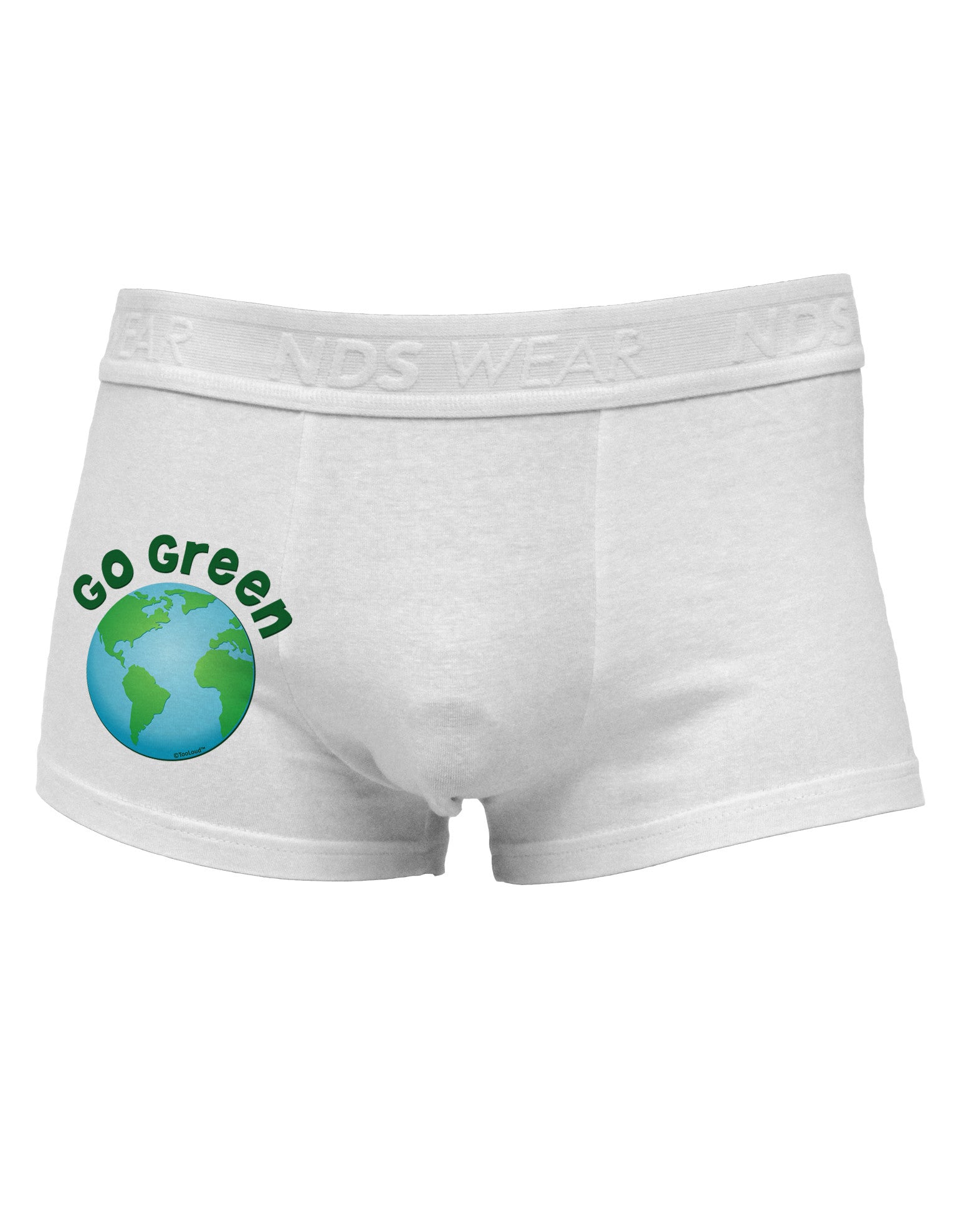 Go Green - Planet Earth Side Printed Mens Trunk Underwear-Mens Trunk Underwear-NDS Wear-White-Small-Davson Sales