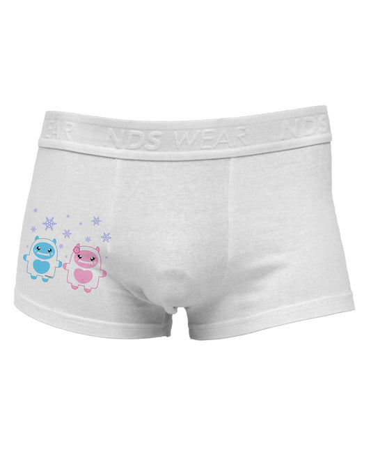 Cute Abominable Snowman Yeti Couple - Christmas Side Printed Mens Trunk Underwear-Mens Trunk Underwear-NDS Wear-White-Small-Davson Sales