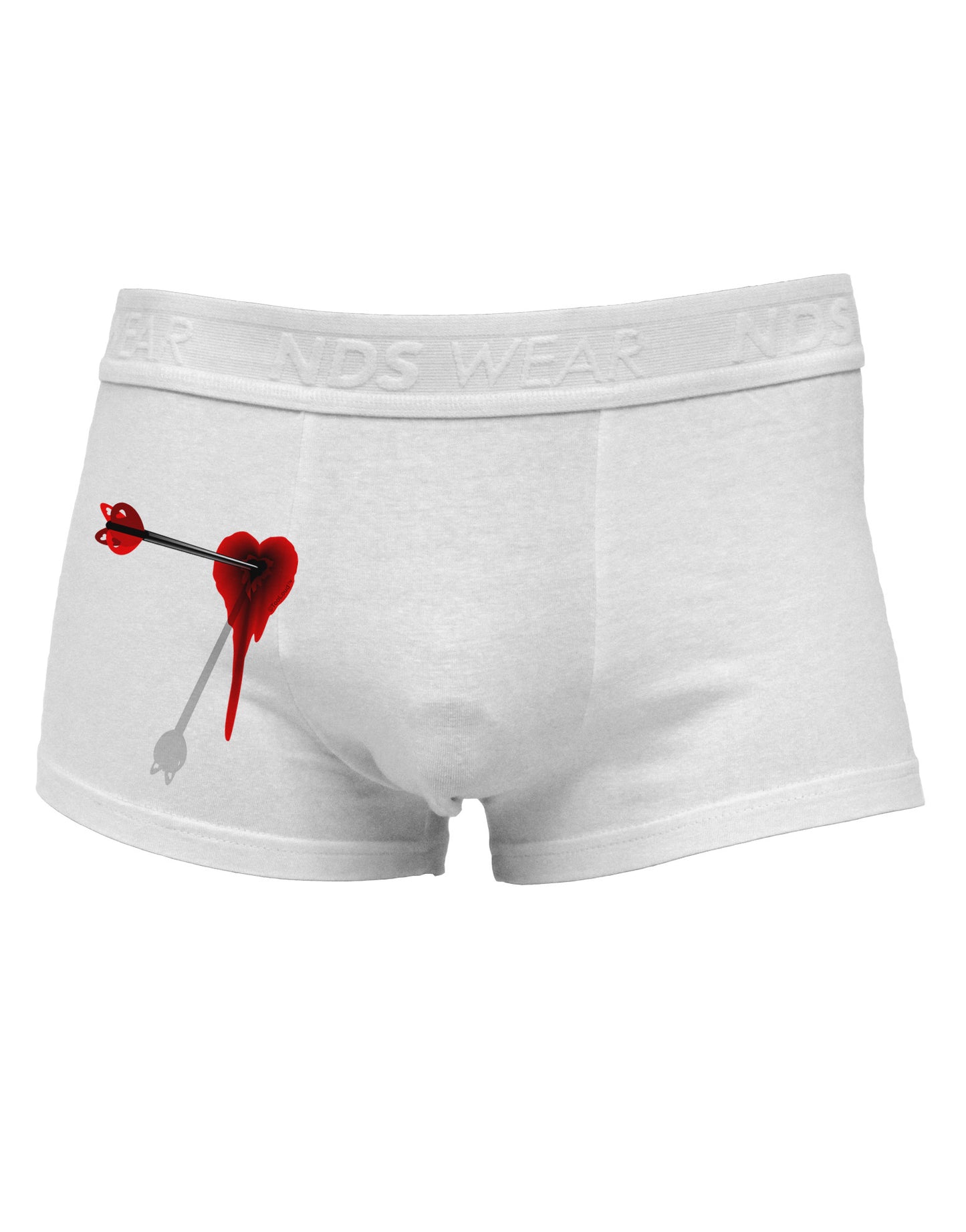 Cupid's Arrow Heart Shot Wound Side Printed Mens Trunk Underwear-Mens Trunk Underwear-NDS Wear-White-Small-Davson Sales