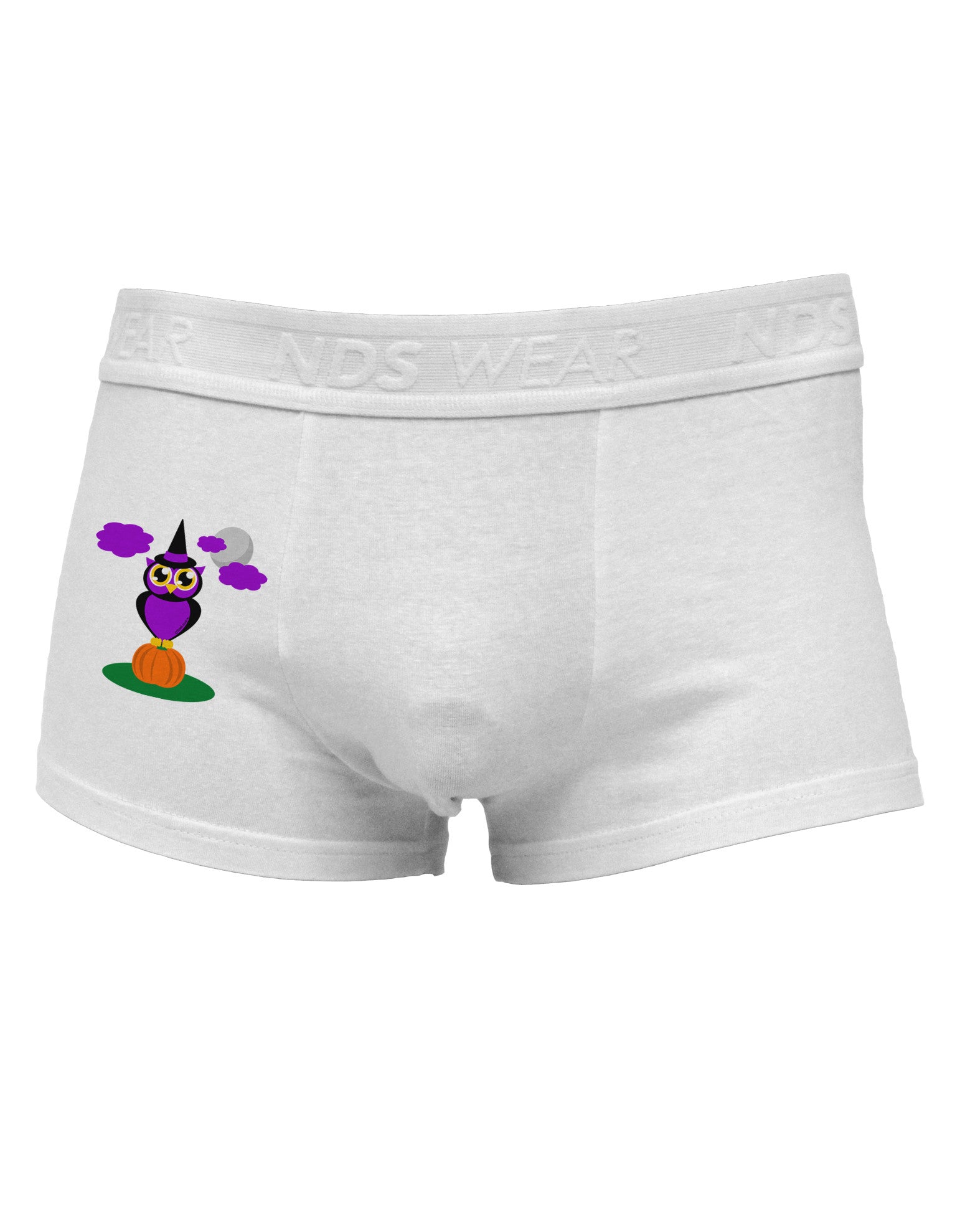 Owl Purple Side Printed Mens Trunk Underwear-Mens Trunk Underwear-NDS Wear-White-Small-Davson Sales