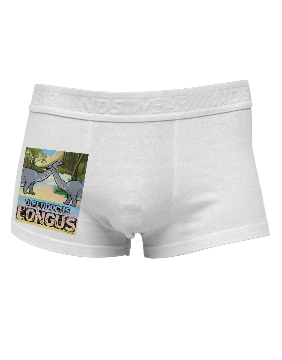 Diplodocus Longus - With Name Side Printed Mens Trunk Underwear-Mens Trunk Underwear-NDS Wear-White-Small-Davson Sales