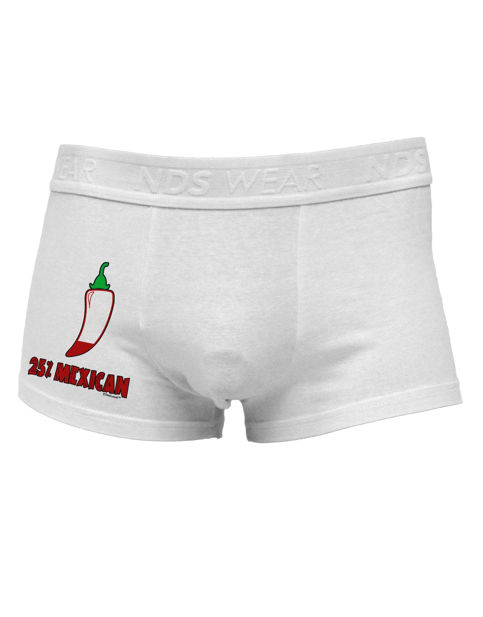 Twenty-Five Percent Mexican Side Printed Mens Trunk Underwear-Mens Trunk Underwear-NDS Wear-White-Small-Davson Sales