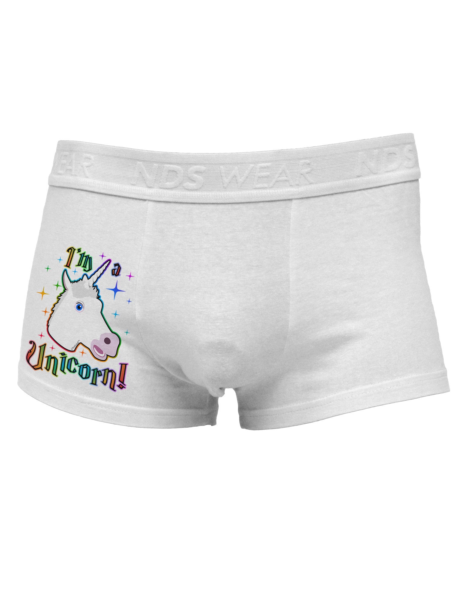 I'm a Unicorn Side Printed Mens Trunk Underwear-Mens Trunk Underwear-NDS Wear-White-Small-Davson Sales