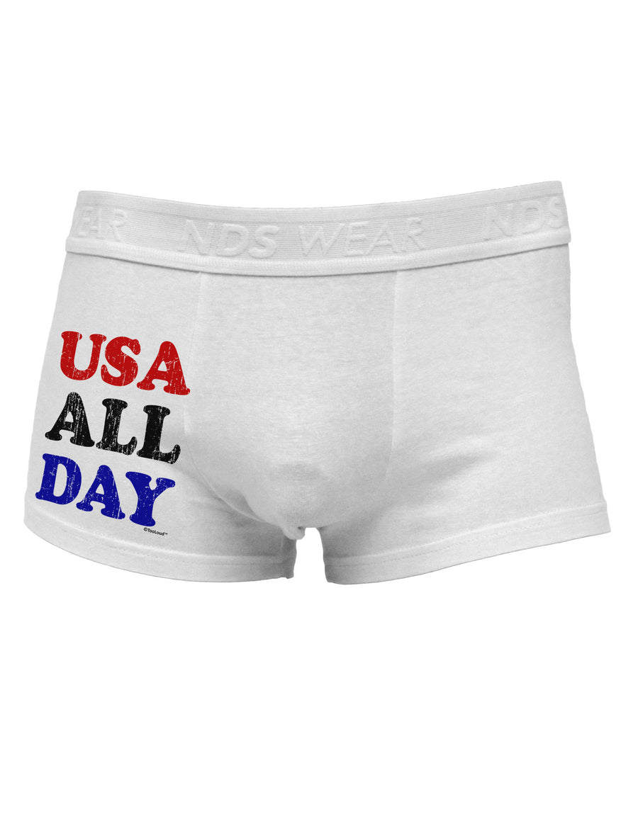 USA All Day - Distressed Patriotic Design Side Printed Mens Trunk Underwear by TooLoud-Mens Trunk Underwear-NDS Wear-White-Small-Davson Sales