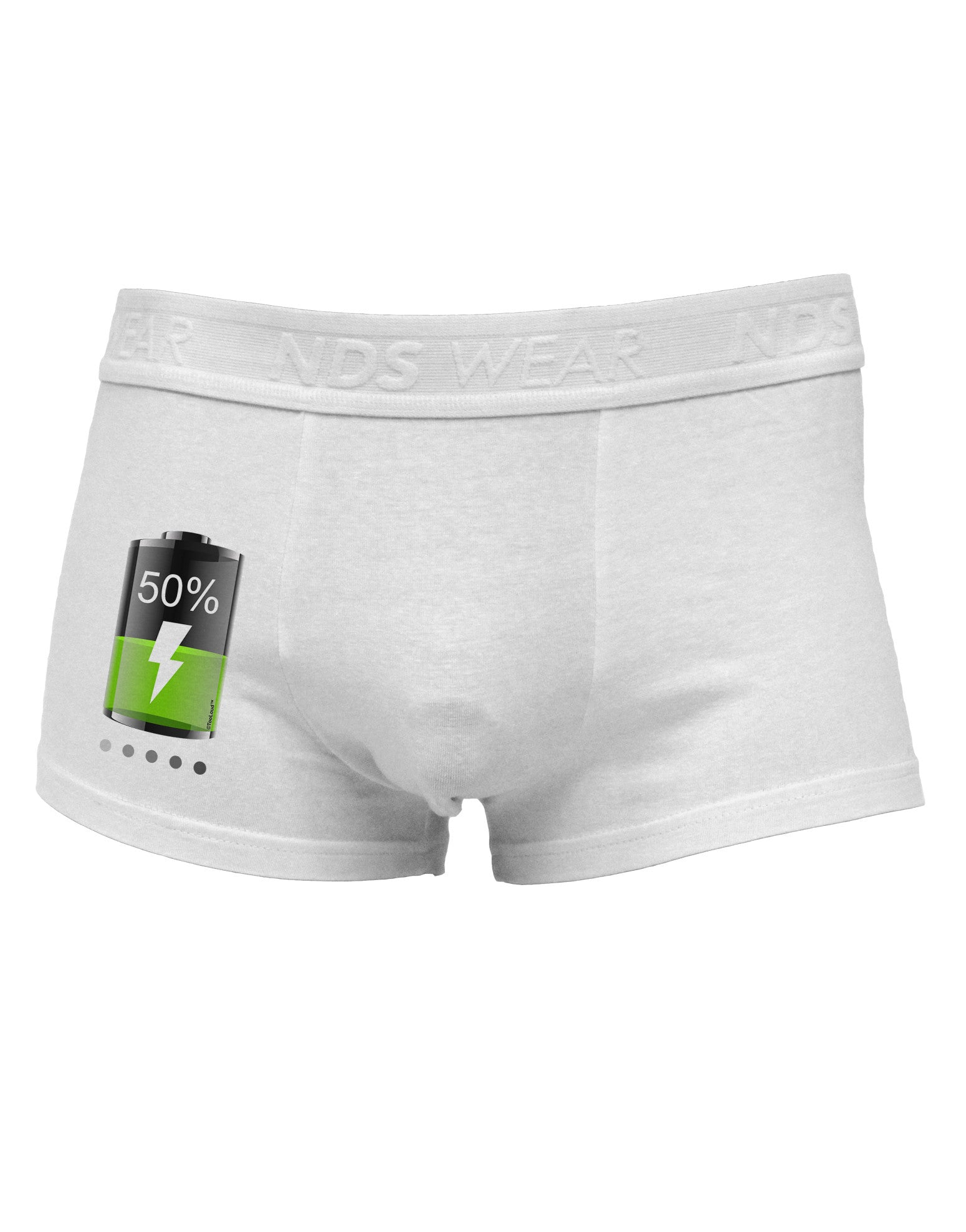 Half Energy 50 Percent Side Printed Mens Trunk Underwear-Mens Trunk Underwear-NDS Wear-White-Small-Davson Sales