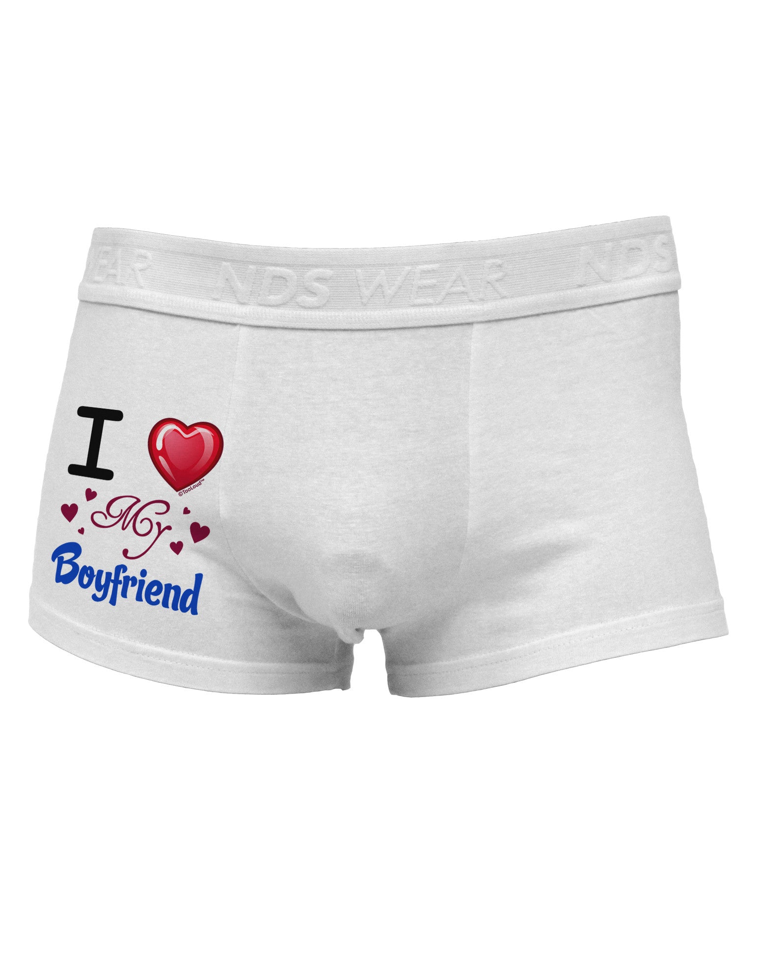 I Love Heart My Boyfriend Side Printed Mens Trunk Underwear-Mens Trunk Underwear-NDS Wear-White-Small-Davson Sales