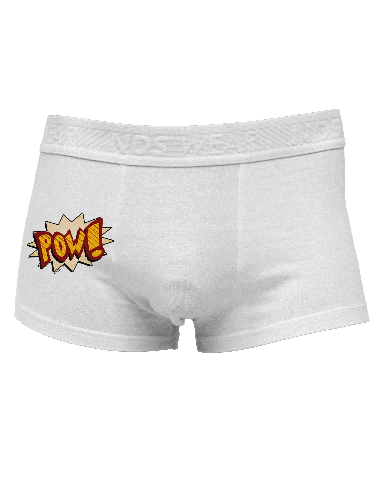 Onomatopoeia POW Side Printed Mens Trunk Underwear-Mens Trunk Underwear-NDS Wear-White-Small-Davson Sales