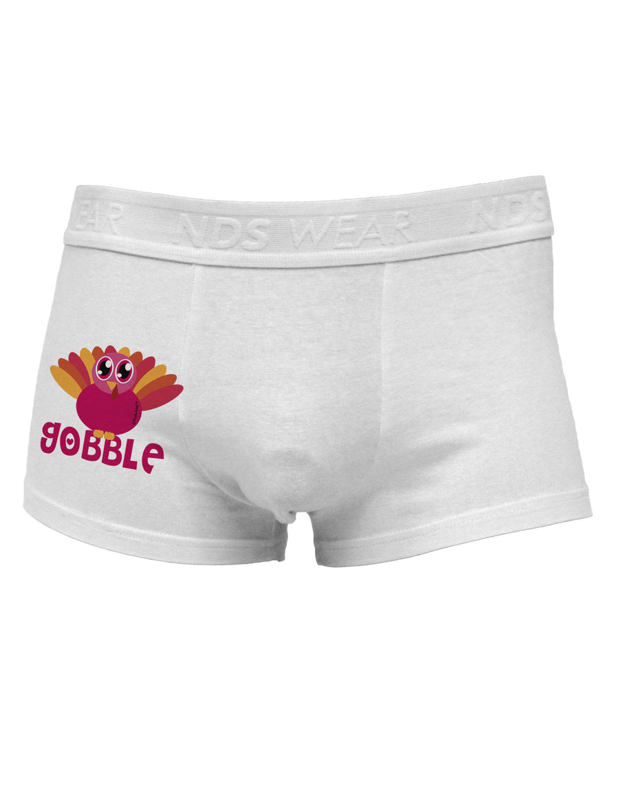 Cute Gobble Turkey Pink Side Printed Mens Trunk Underwear-Mens Trunk Underwear-NDS Wear-White-Small-Davson Sales