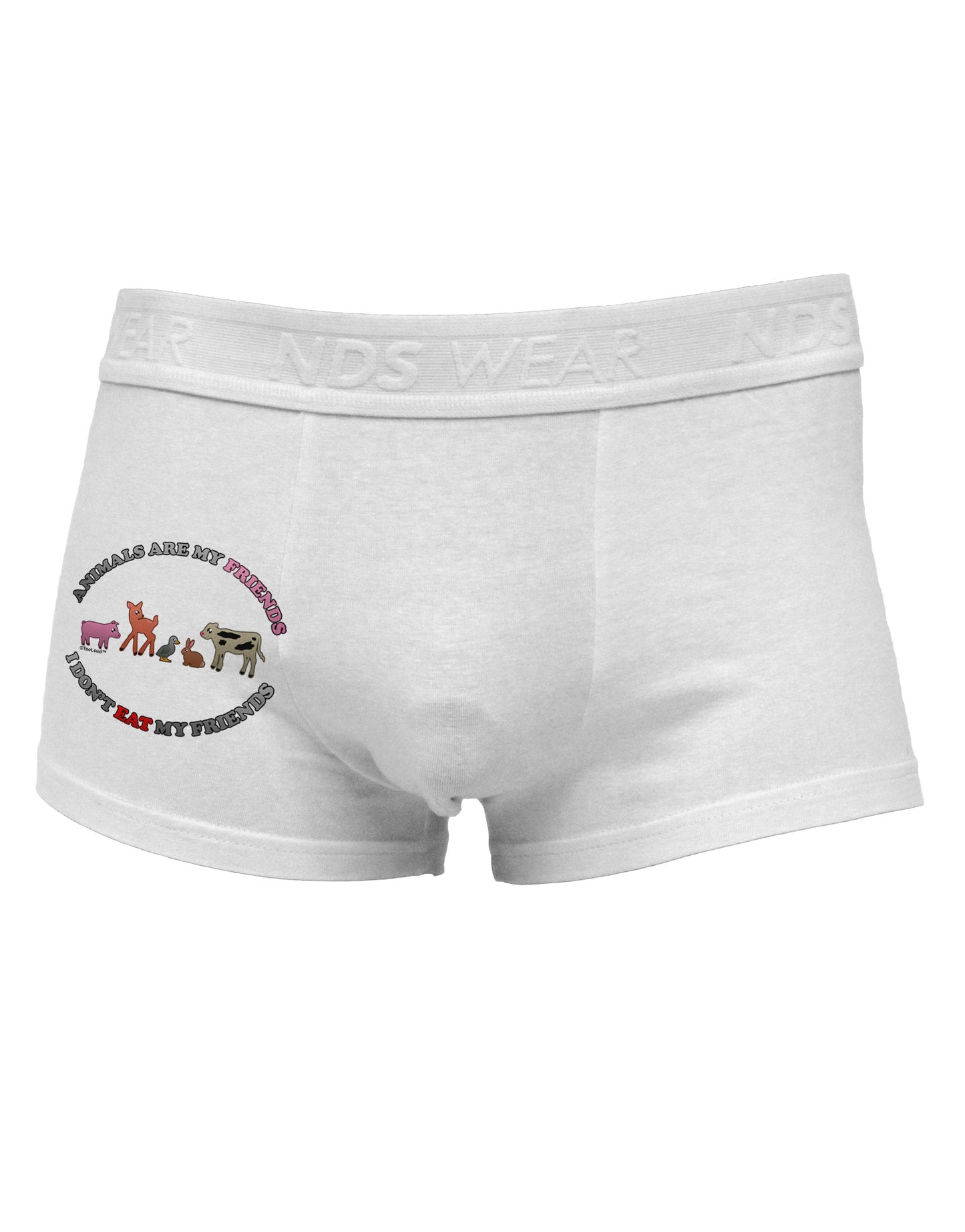 I Don't Eat My Friends Side Printed Mens Trunk Underwear-Mens Trunk Underwear-NDS Wear-White-Small-Davson Sales