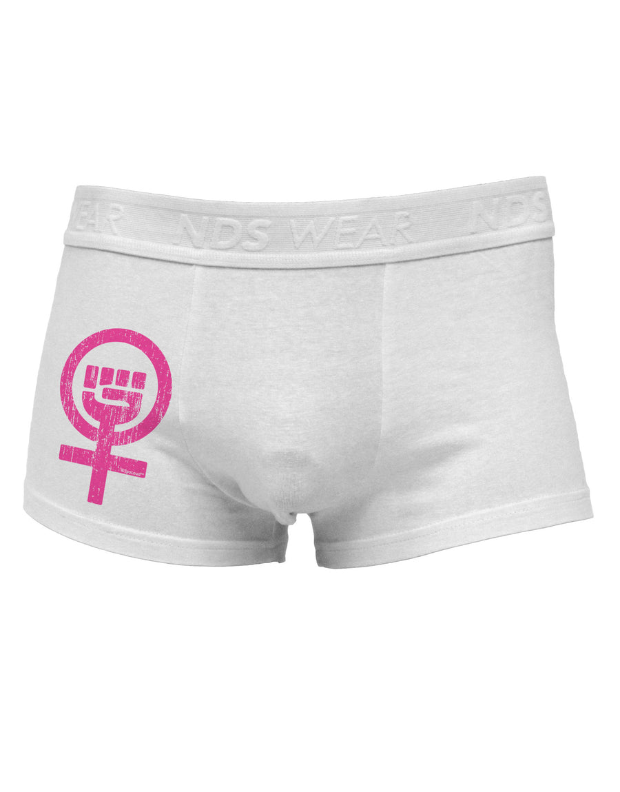 Pink Distressed Feminism Symbol Side Printed Mens Trunk Underwear-Mens Trunk Underwear-NDS Wear-White-Small-Davson Sales