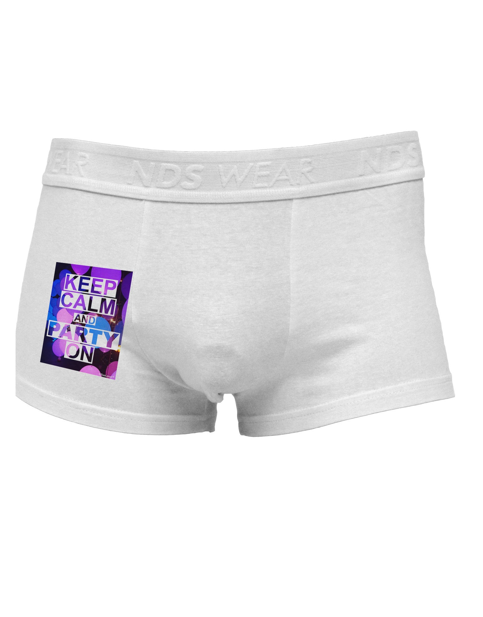 Keep Calm - Party Balloons Side Printed Mens Trunk Underwear-Mens Trunk Underwear-NDS Wear-White-Small-Davson Sales