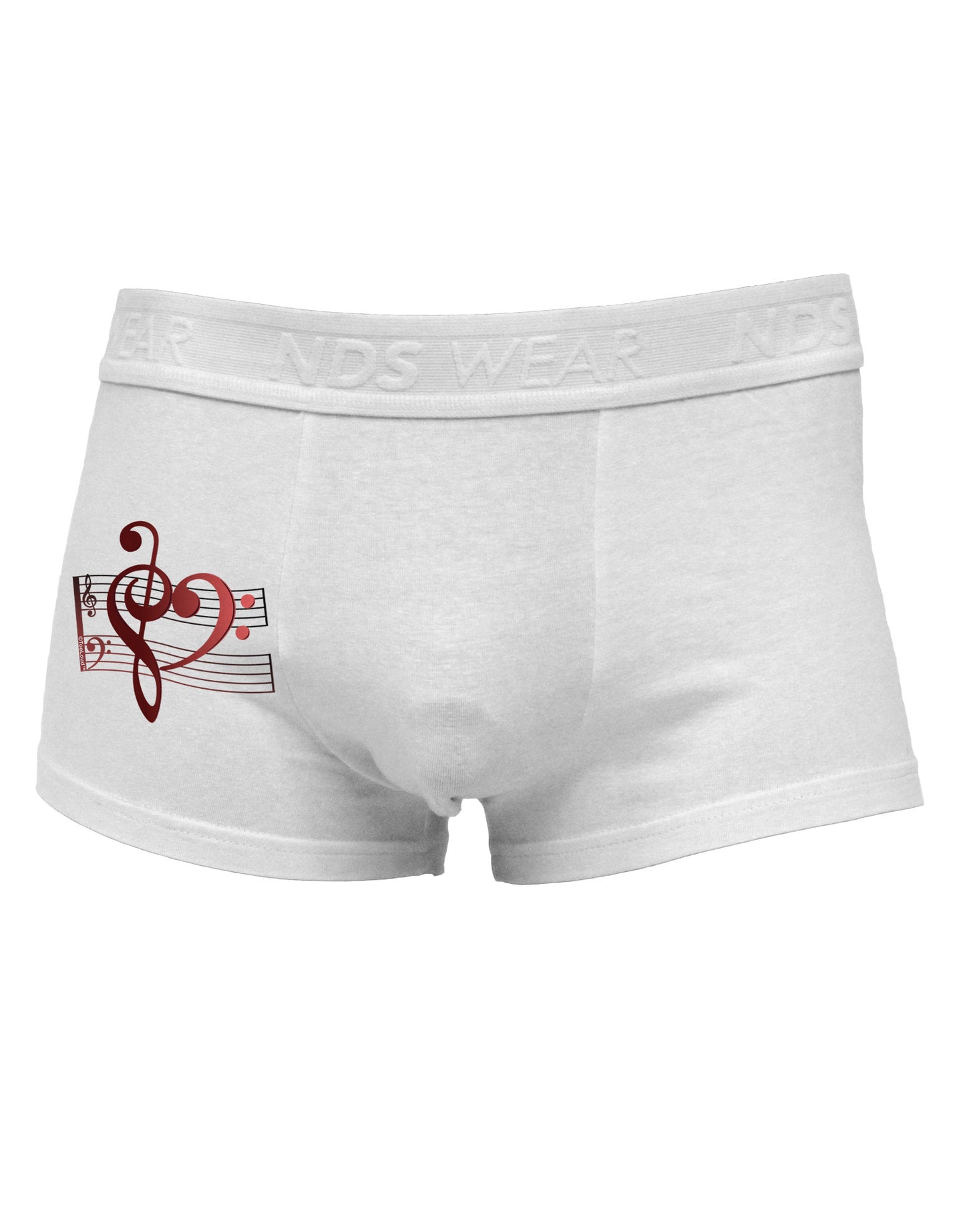 Heart Sheet Music Side Printed Mens Trunk Underwear-Mens Trunk Underwear-NDS Wear-White-Small-Davson Sales