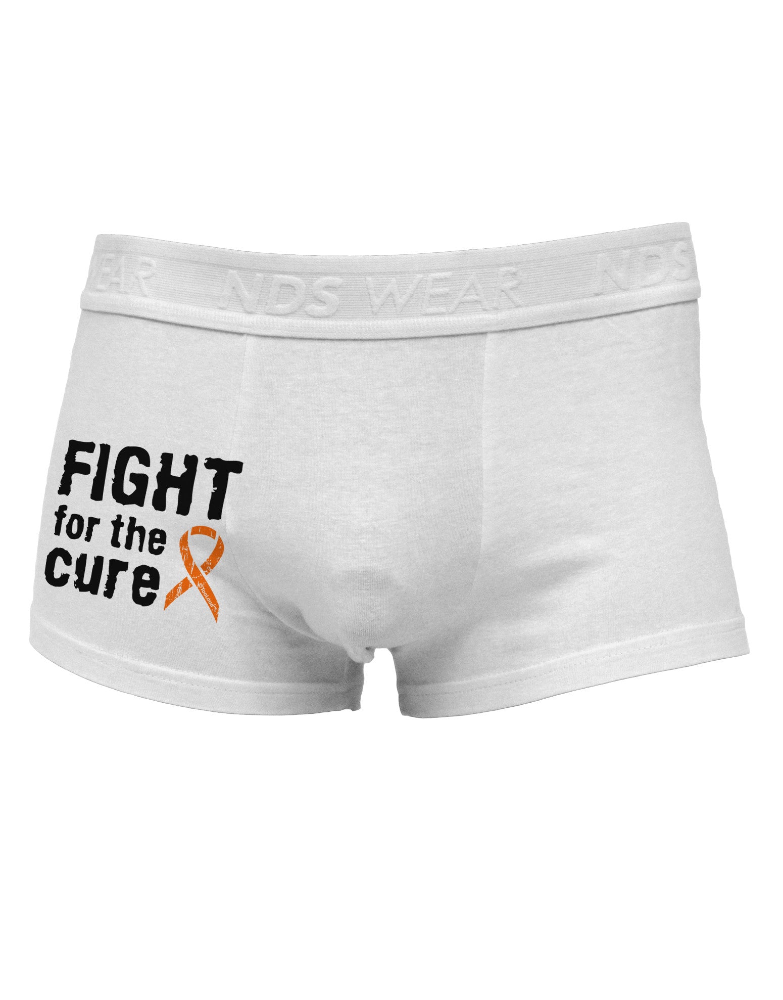 Fight for the Cure - Orange Ribbon Leukemia Side Printed Mens Trunk Underwear-Mens Trunk Underwear-NDS Wear-White-Small-Davson Sales