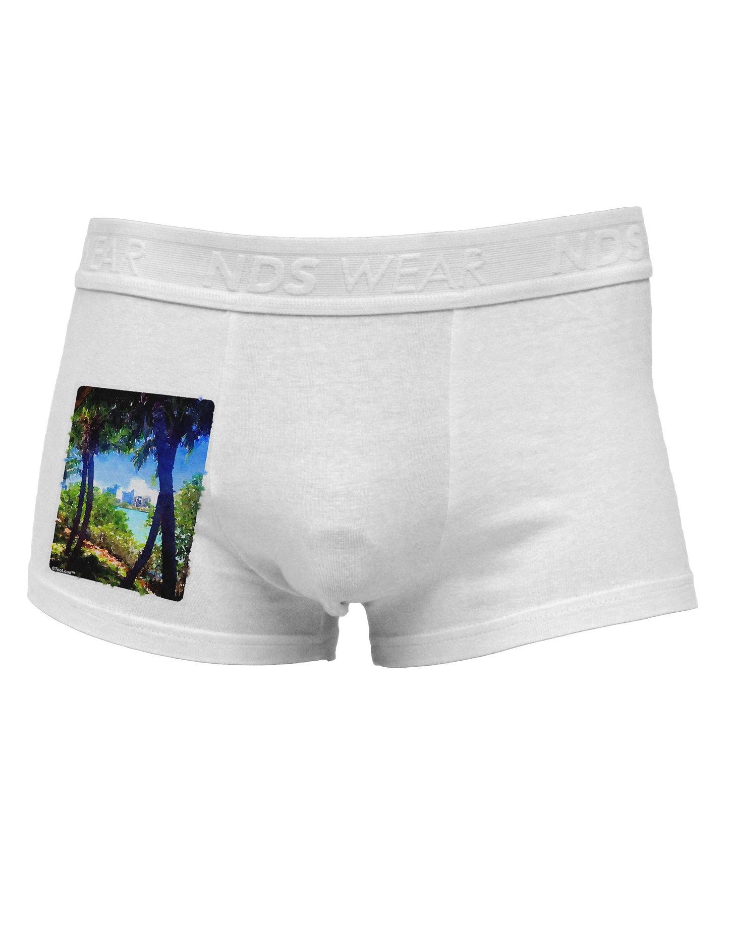 TooLoud Tropical Skyline Side Printed Mens Trunk Underwear-Mens Trunk Underwear-NDS Wear-White-Small-Davson Sales