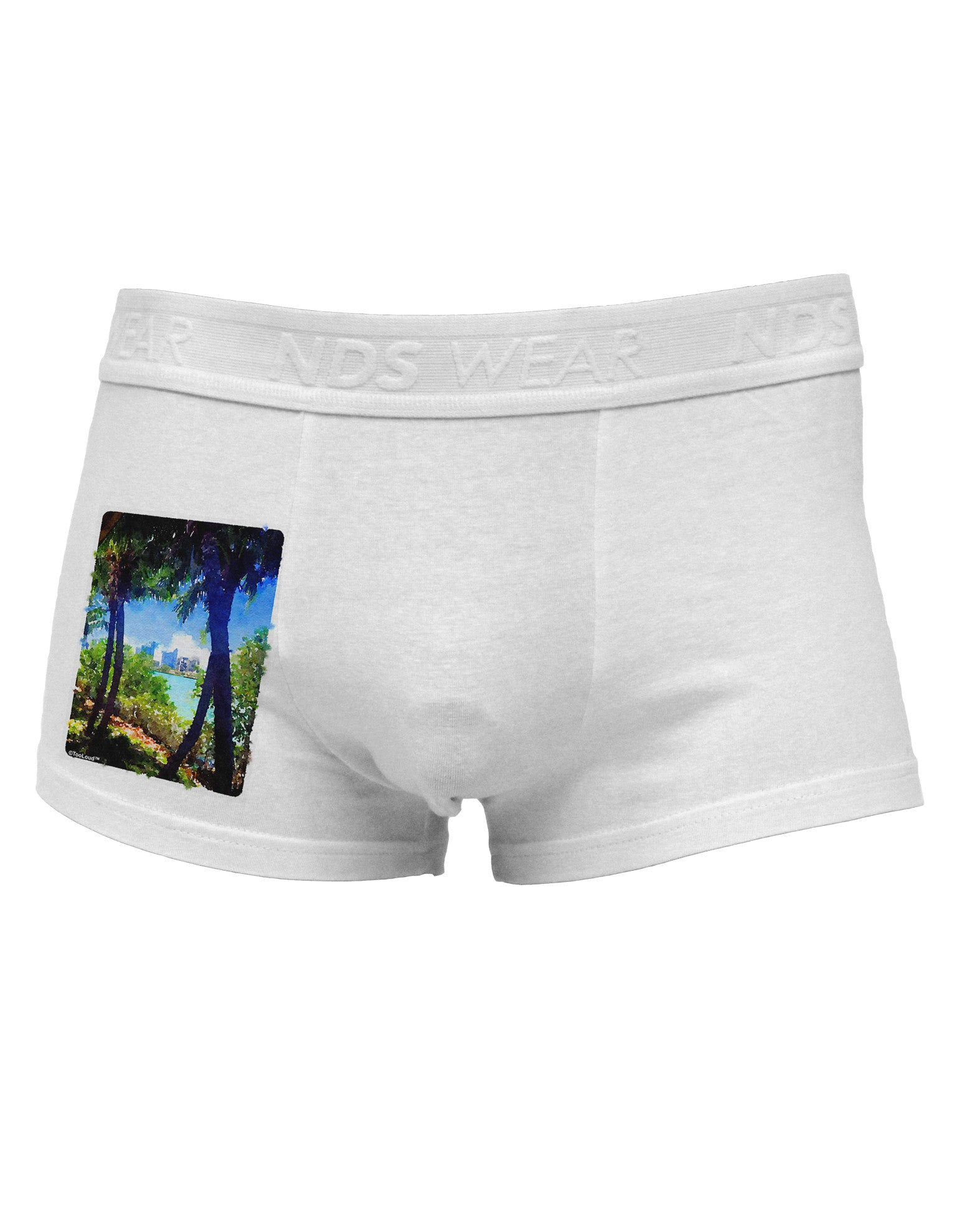 TooLoud Tropical Skyline Side Printed Mens Trunk Underwear-Mens Trunk Underwear-NDS Wear-White-Small-Davson Sales