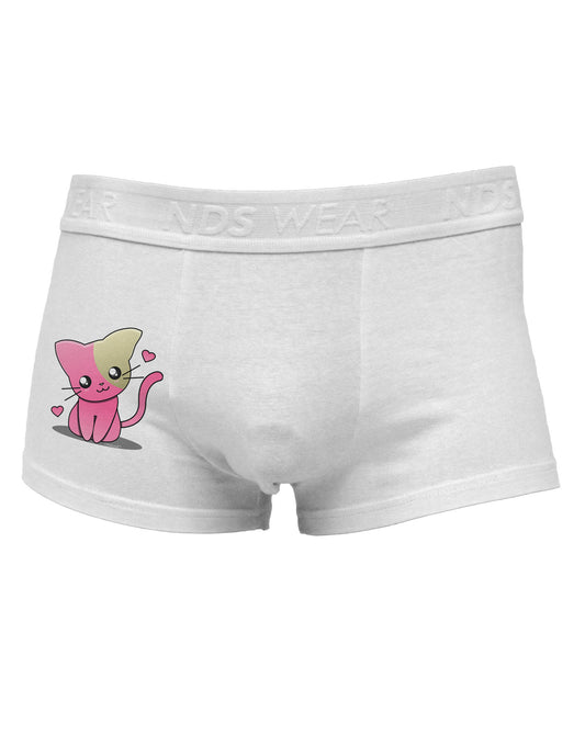 Kawaii Kitty Side Printed Mens Trunk Underwear-Mens Trunk Underwear-NDS Wear-White-Small-Davson Sales