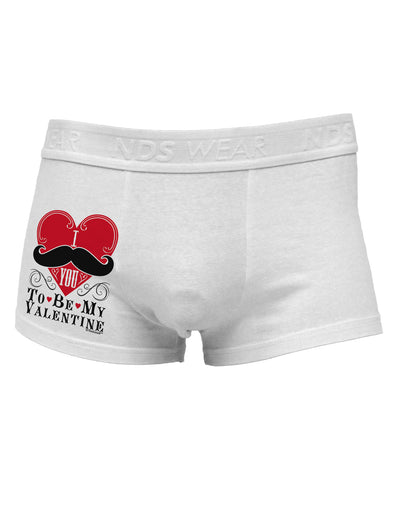 I Mustache You To Be My Valentine Side Printed Mens Trunk Underwear-Mens Trunk Underwear-NDS Wear-White-Small-Davson Sales