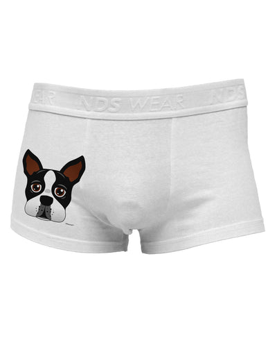 Cute Boston Terrier Dog Face Side Printed Mens Trunk Underwear-Mens Trunk Underwear-NDS Wear-White-Small-Davson Sales