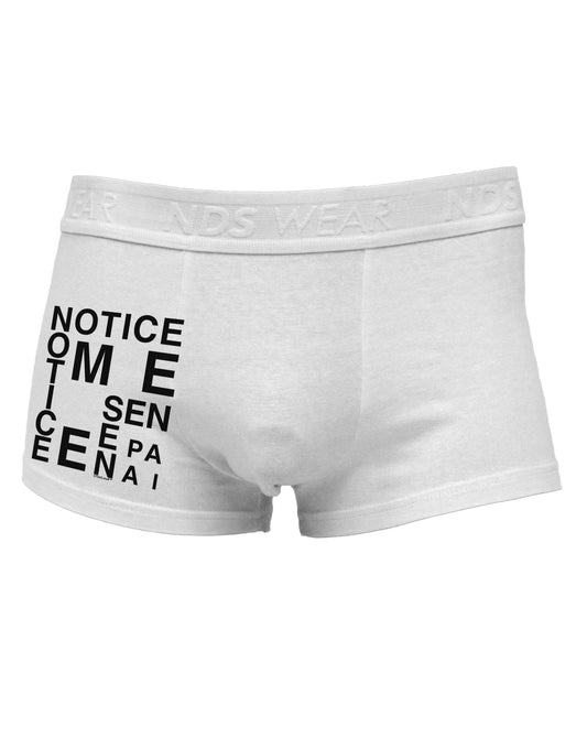 Notice Me Senpai Artistic Text Side Printed Mens Trunk Underwear-Mens Trunk Underwear-NDS Wear-White-Small-Davson Sales