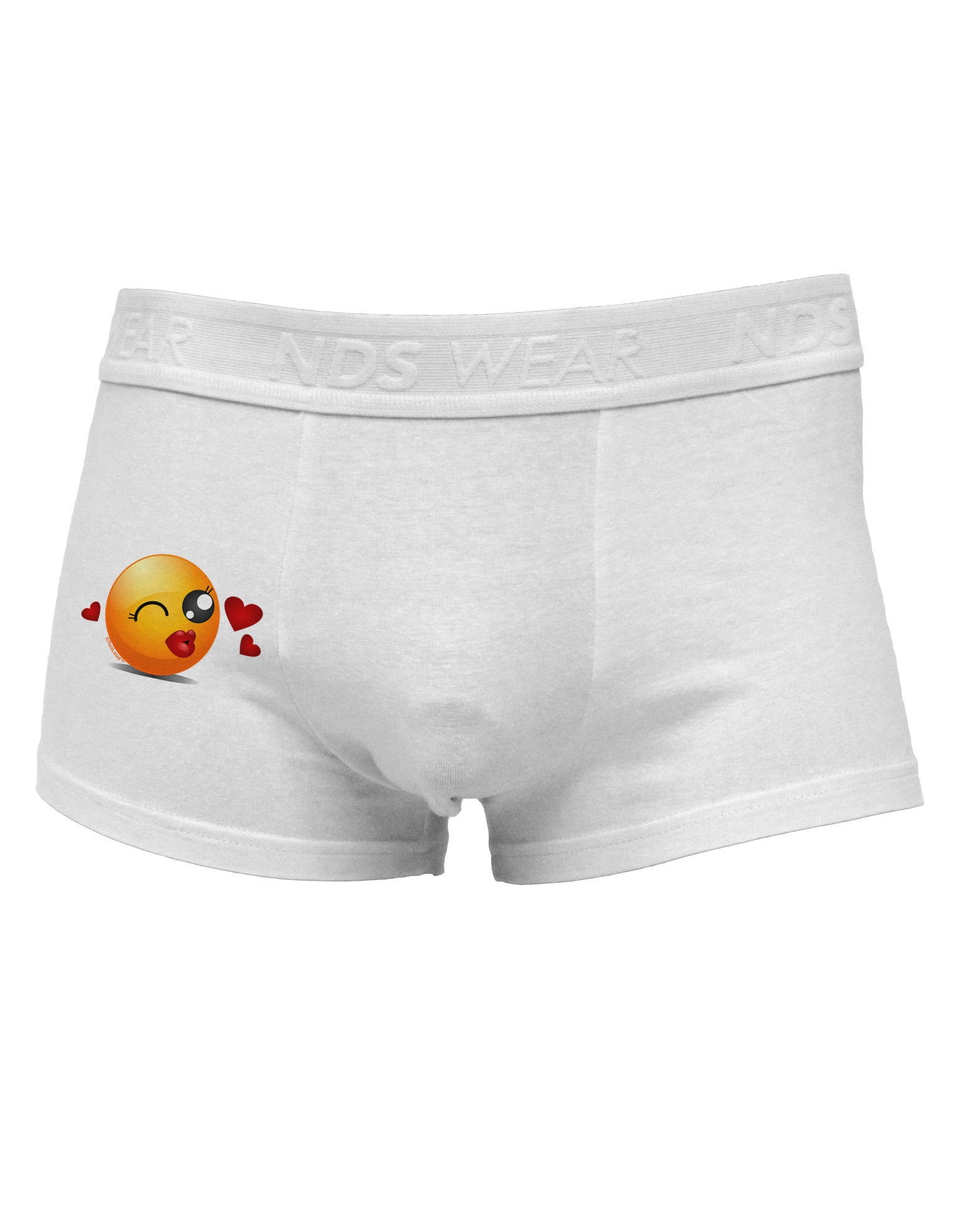 Kissy Face Emoji Girl Side Printed Mens Trunk Underwear-Mens Trunk Underwear-NDS Wear-White-Small-Davson Sales
