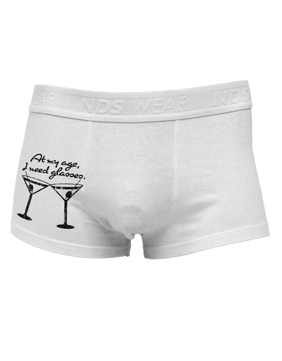 At My Age I Need Glasses - Martini Distressed Side Printed Mens Trunk Underwear by TooLoud-Mens Trunk Underwear-NDS Wear-White-Small-Davson Sales