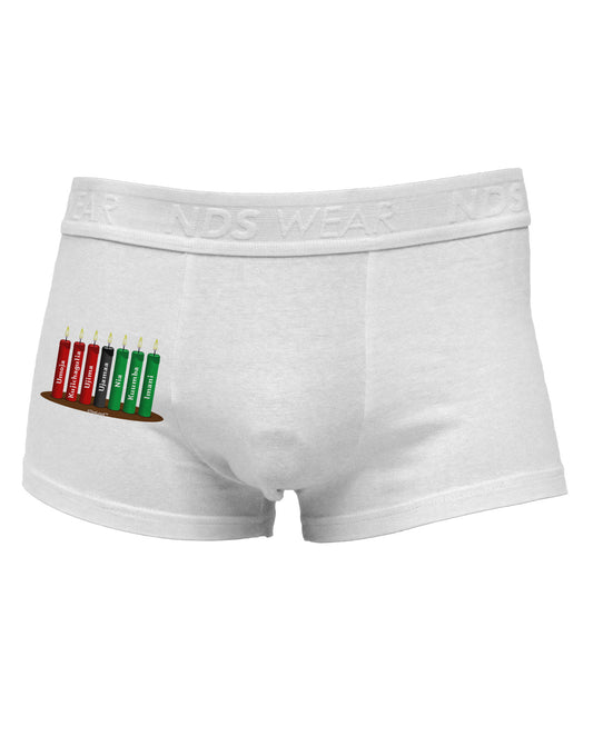 Kwanzaa Candles 7 Principles Side Printed Mens Trunk Underwear-Mens Trunk Underwear-NDS Wear-White-Small-Davson Sales