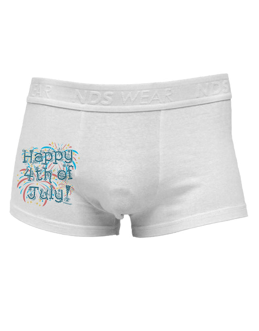 Happy 4th of July - Fireworks Design Side Printed Mens Trunk Underwear-Mens Trunk Underwear-NDS Wear-White-Small-Davson Sales
