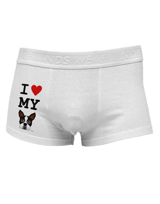 I Heart My Boston Terrier Side Printed Mens Trunk Underwear-Mens Trunk Underwear-NDS Wear-White-Small-Davson Sales