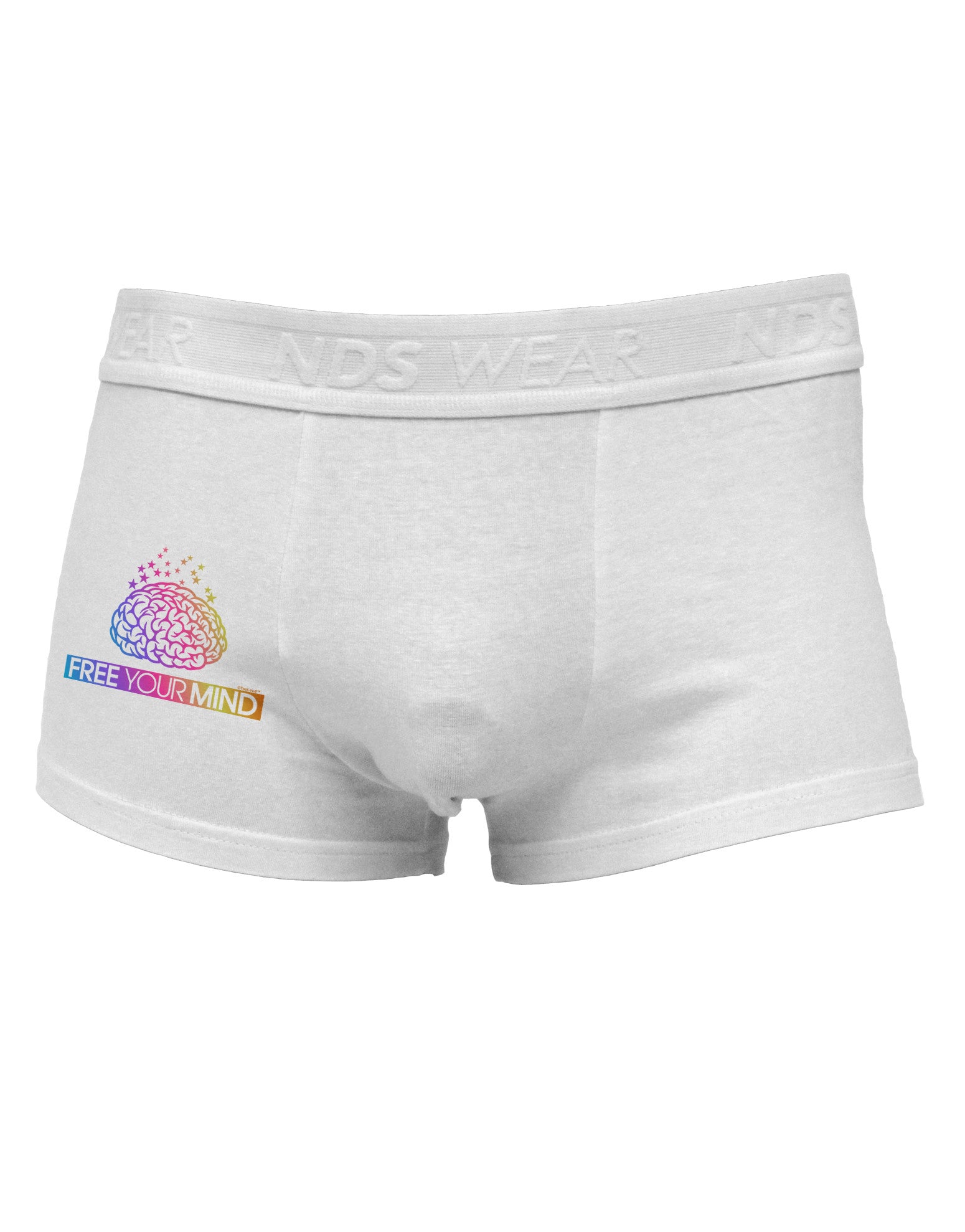 Free Your Mind Side Printed Mens Trunk Underwear-Mens Trunk Underwear-NDS Wear-White-Small-Davson Sales
