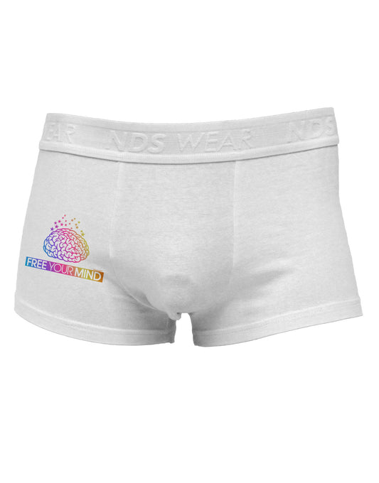 Free Your Mind Side Printed Mens Trunk Underwear-Mens Trunk Underwear-NDS Wear-White-Small-Davson Sales