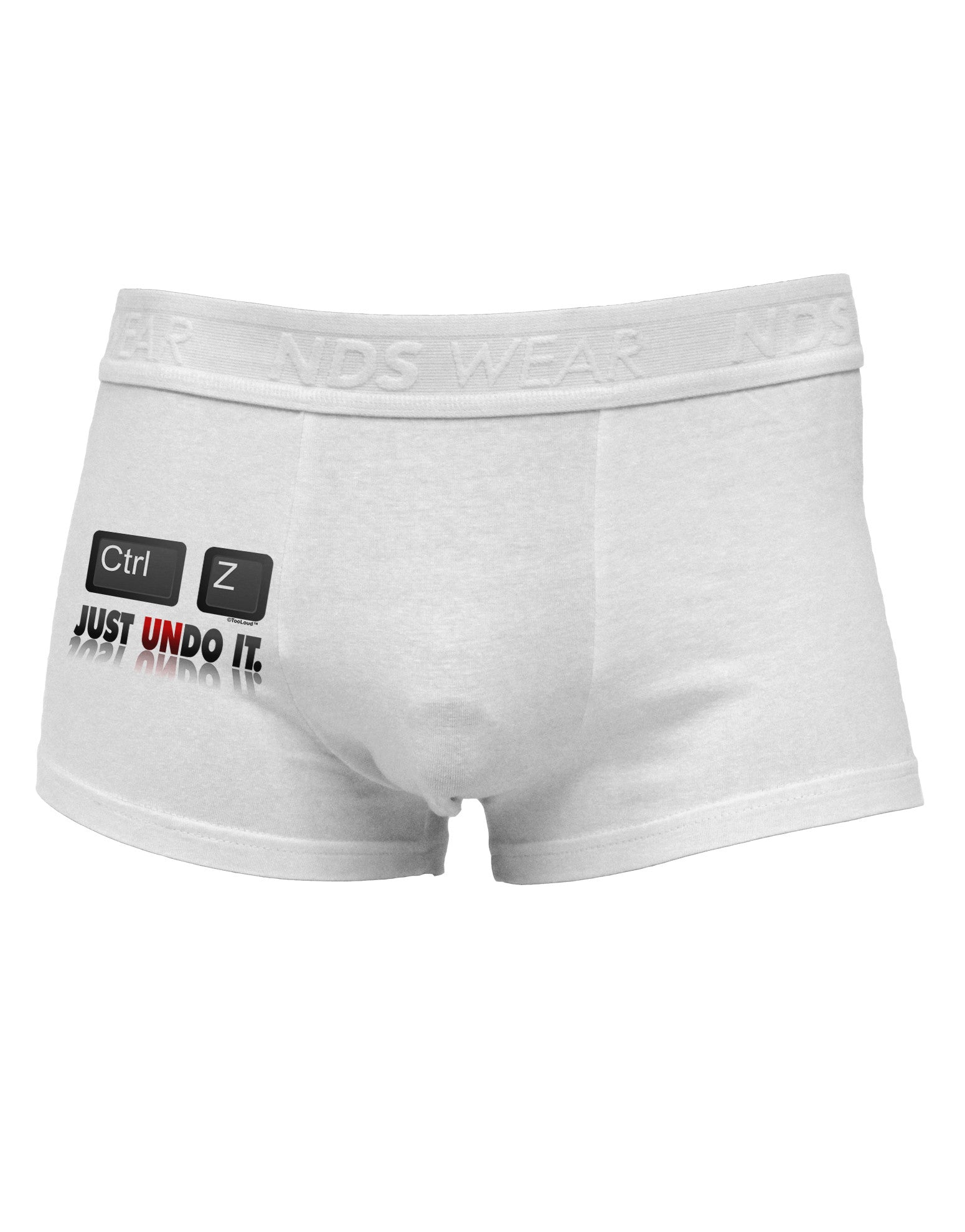 Ctrl Z Just Undo It Side Printed Mens Trunk Underwear-Mens Trunk Underwear-NDS Wear-White-Small-Davson Sales
