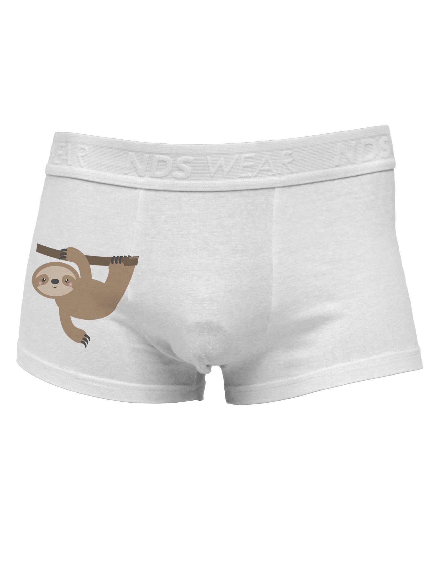 Cute Hanging Sloth Side Printed Mens Trunk Underwear-Mens Trunk Underwear-NDS Wear-White-Small-Davson Sales