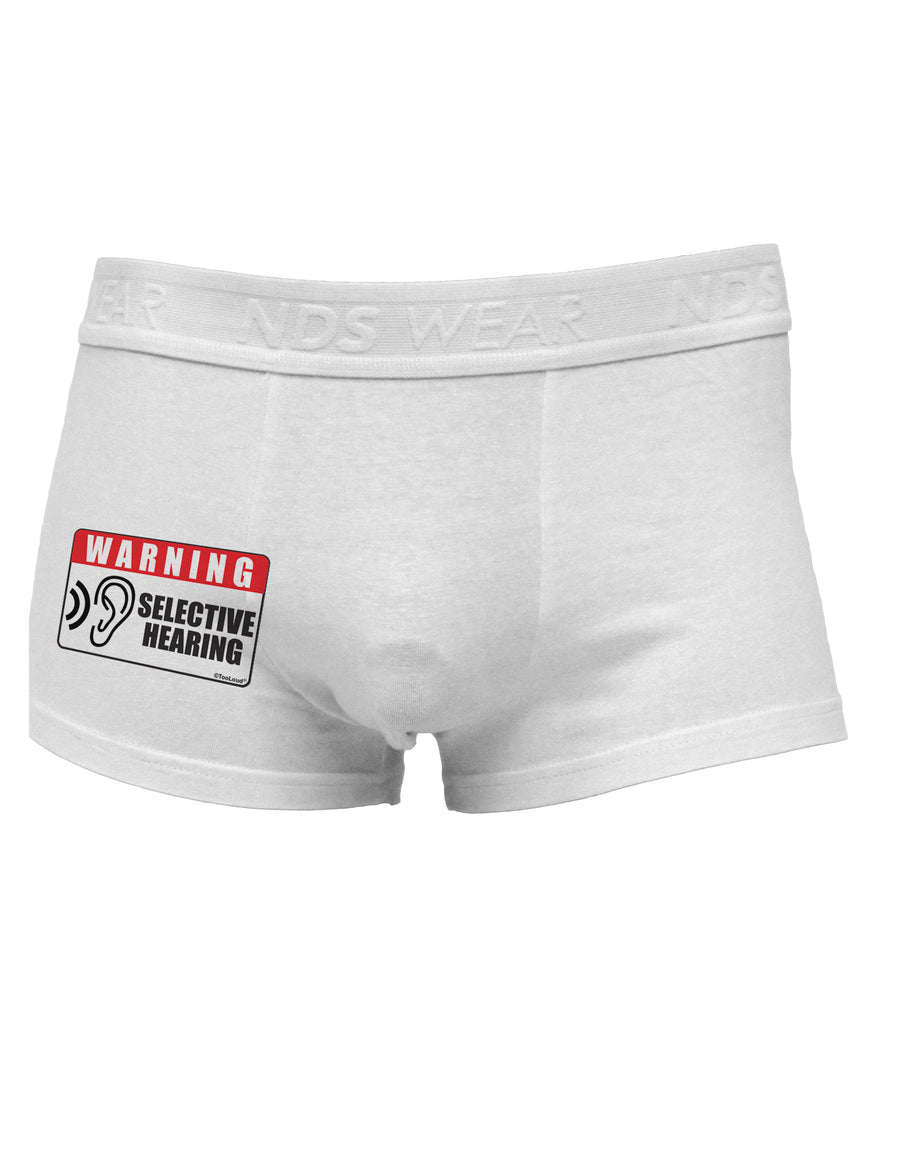 Warning Selective Hearing Funny Side Printed Mens Trunk Underwear by TooLoud-Mens Trunk Underwear-NDS Wear-White-Small-Davson Sales